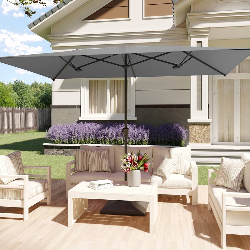 BONOSUKI 10 x 6.5Ft Double-Sided Patio Umbrella with Large Canopy Outdoor Table Umbrella for Garden and pool, Anthracite Gray