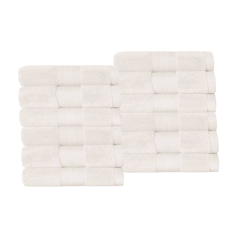 Superior Turkish Cotton Solid Heavyweight Face Towel Set of 12