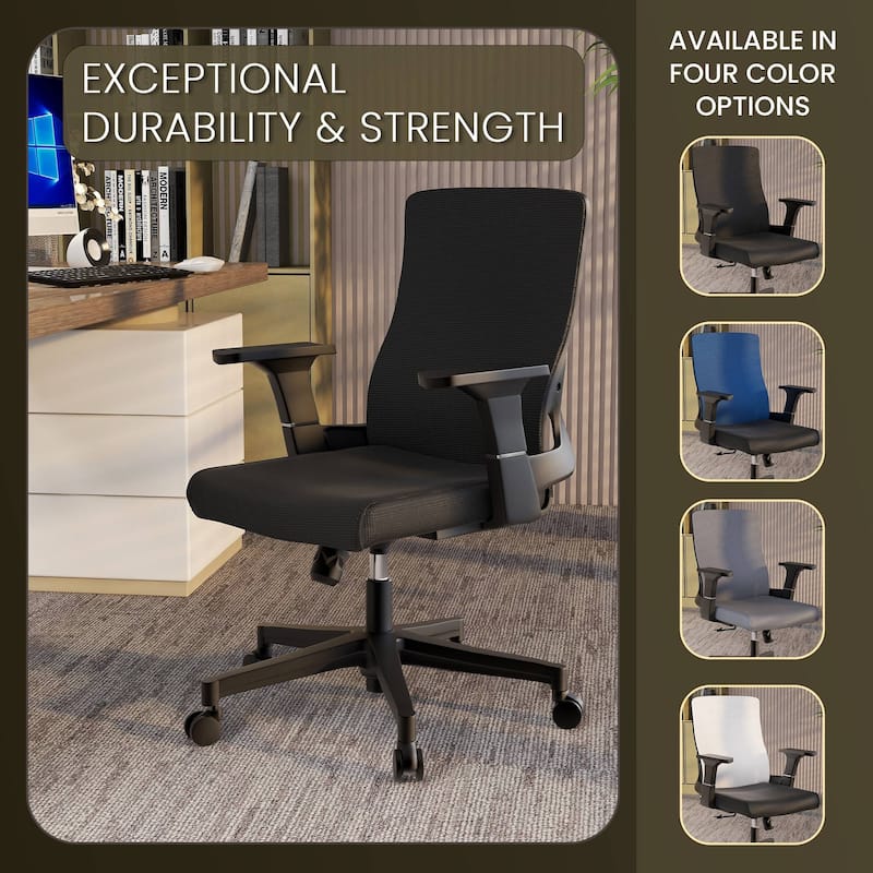 Brio Modern Ergonomic Office Desk Chair with Adjustable Height, Swivel, Breathable Fabric, Durable ABS Frame, Easy Assembly