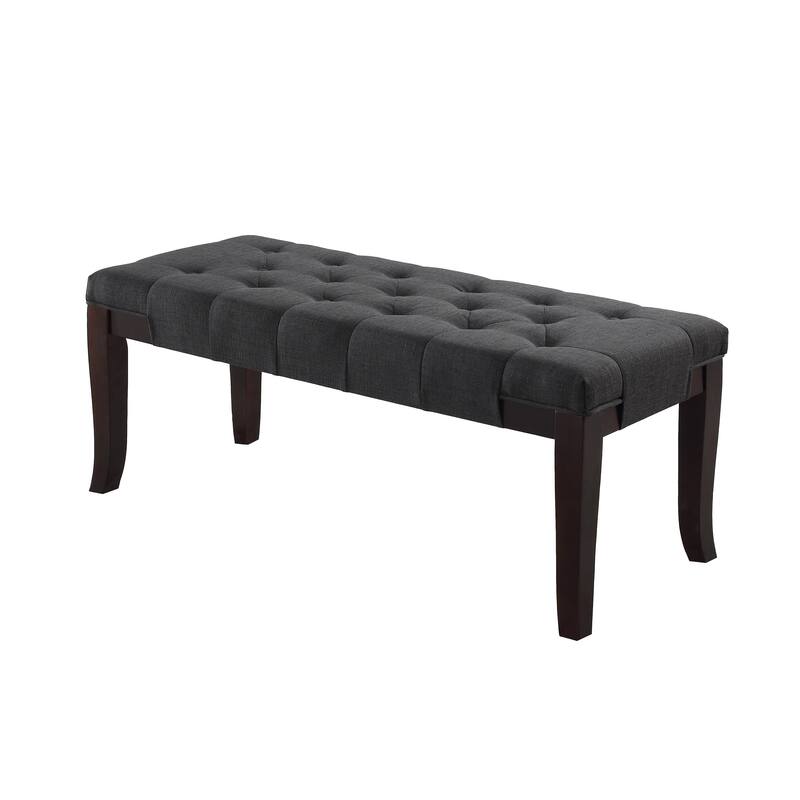 Linon Fabric Grey Tufted Bench