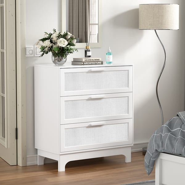 white and rattan dresser Patty 6 Drawer blending seamlessly into a modern lifestyle. Garvee White Rattan Dresser With