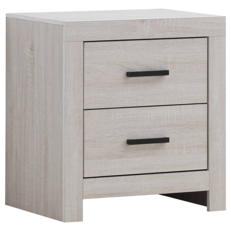 Coastal White 2-Drawer Nightstand with Dark Bronze Handles
