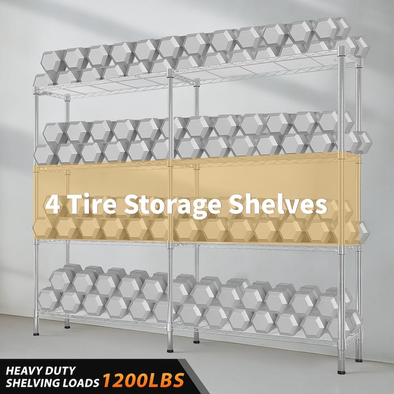 58''W Adjustable Storage Shelves 1200LBS NSF Wire Shelving Unit 4 Tier Metal Shelving for Storage Rack Shelves for Storage H