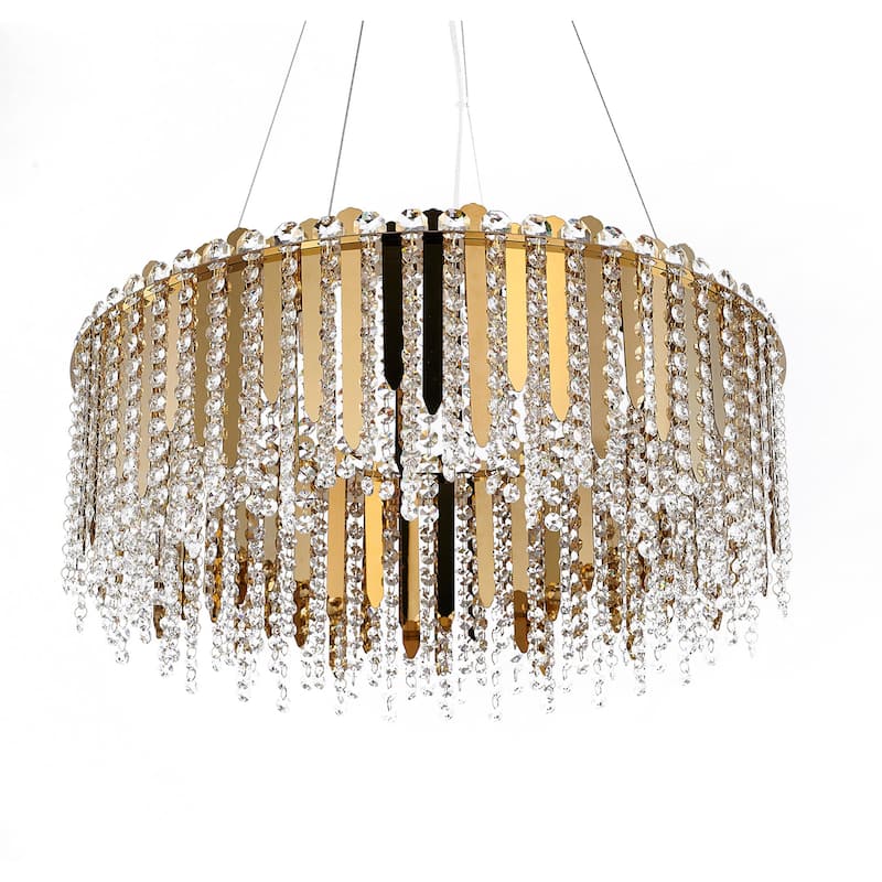 12 Light Gold Chandelier With Crystal Accents