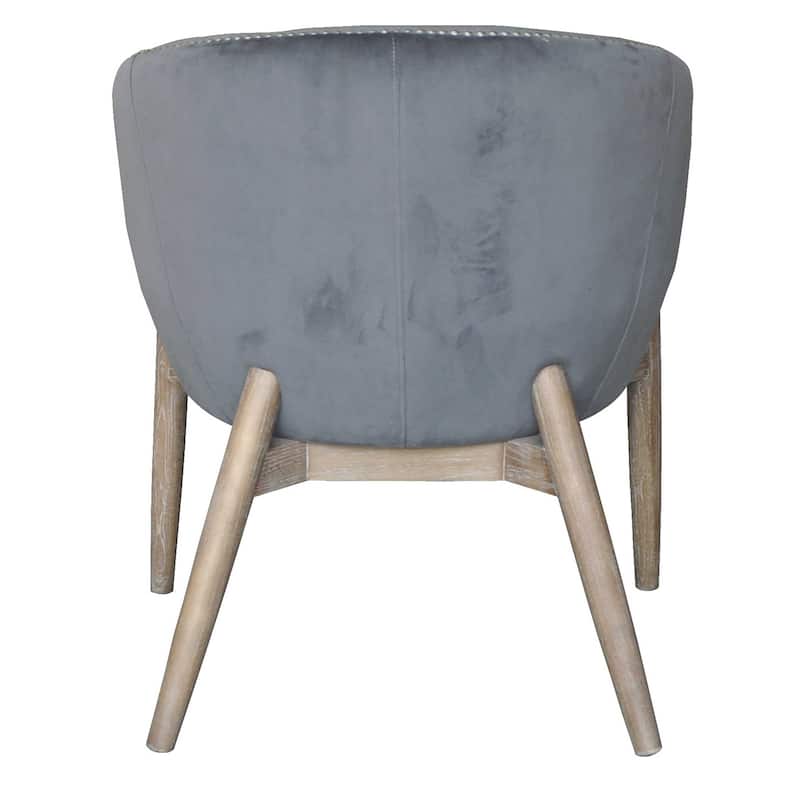 HomeRoots 28" Gray And Brown Velvet Arm Chair - 28 in. x 32 in. x 27 in.