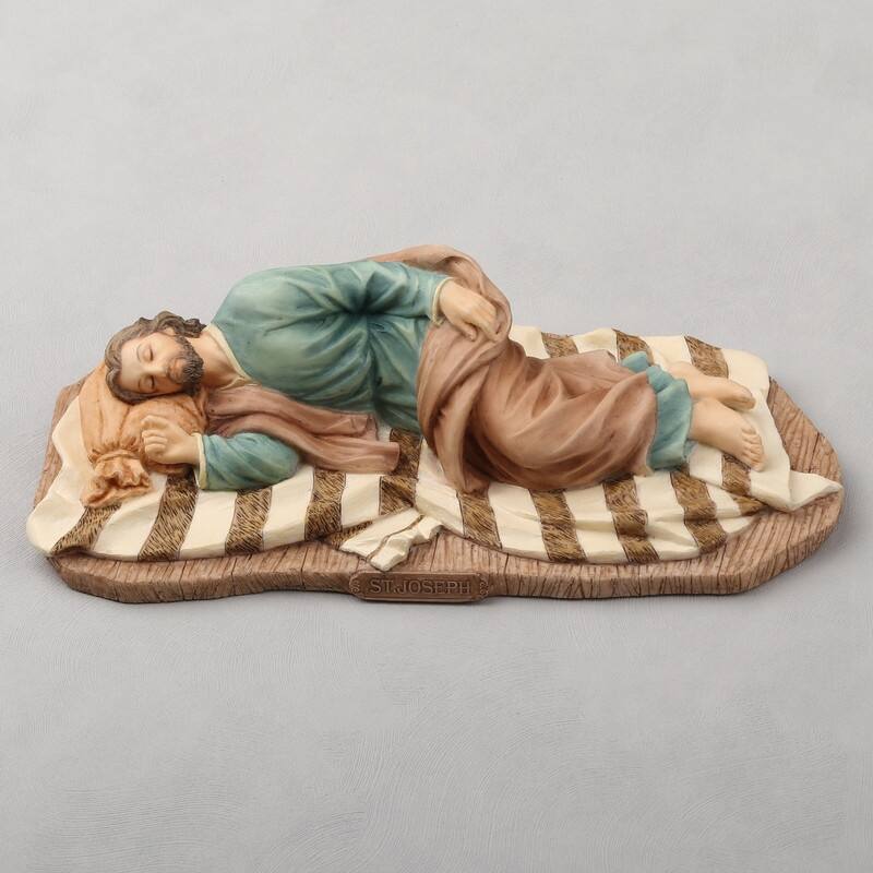 8.3 inches Width Polyresin Sleeping Saint Joseph Multicolor Finish Figurine