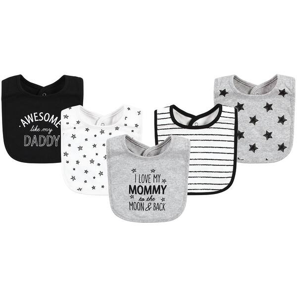 slide 1 of 1, Hudson Baby Infant Boy Cotton Bibs, Mom Dad Moon And Back, One Size - Mom Dad Moon And Back - One Size One Size - Mom Dad Moon And Back