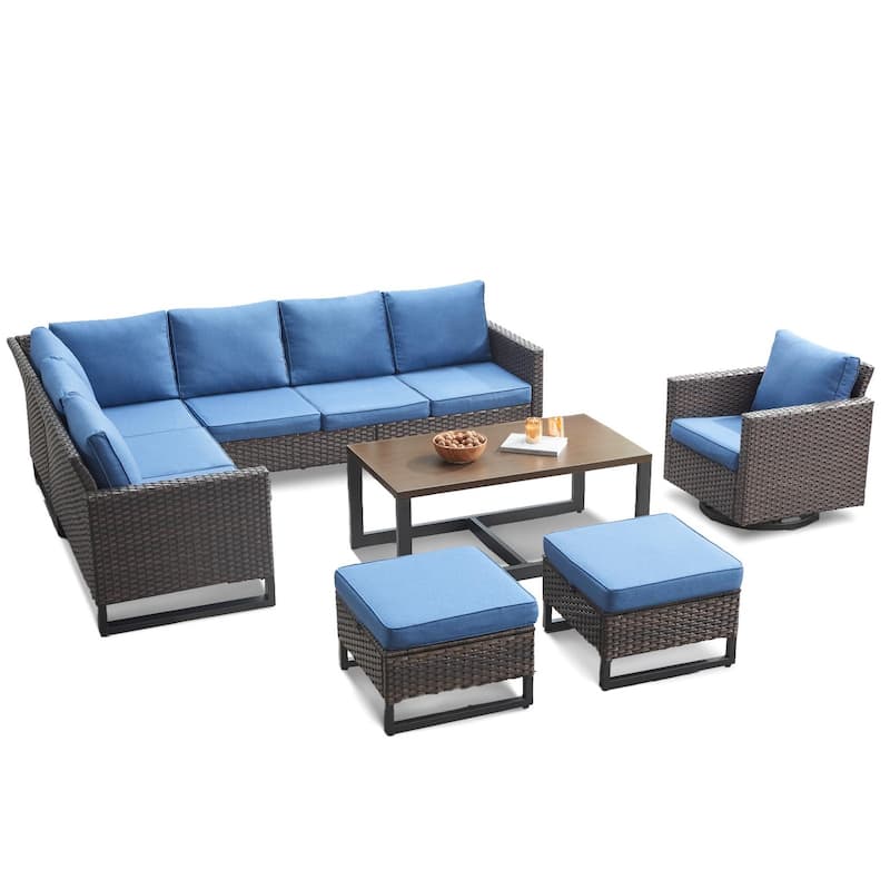 Wicker Patio Conversation Set with Cushion and Table