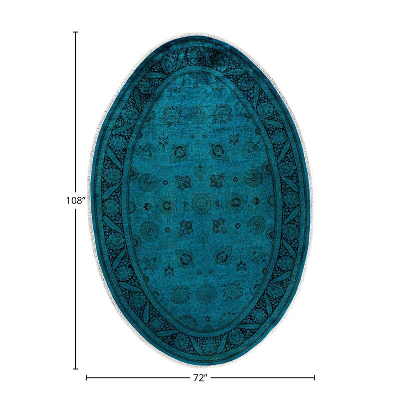 Fine Vibrance, One-of-a-Kind Handmade Area Rug - Blue, 6' 0" x 9' 0" - 6' 0" x 9' 0"