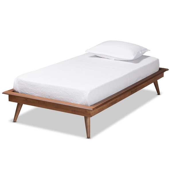 slide 2 of 8, Karine Walnut Brown Finished Wood Twin Size Platform Bed Frame Brown