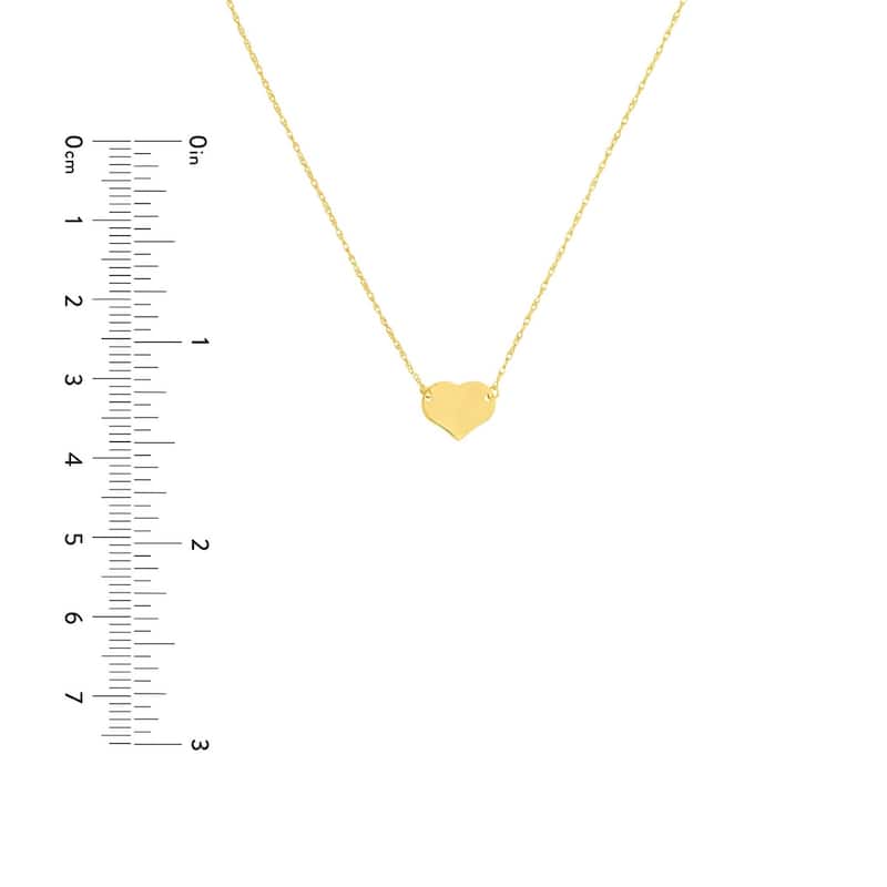 Curata 14k Yellow Gold Mini Love Heart Rope Necklace (Spring Ring), 18"
