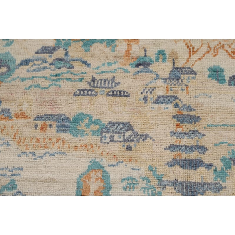 Vegetable Dye Art Deco Turkish Rug Handmade Wool Carpet - 5'0"x 6'9"