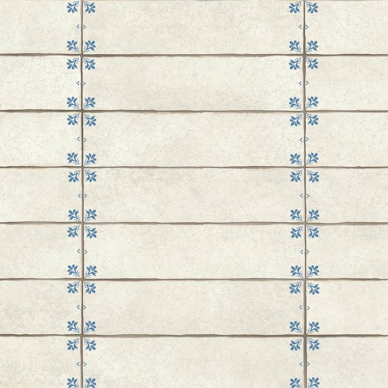 Merola Tile Crackle Cream Decor 2-7/8" x 11-7/8" Ceramic Wall Tile