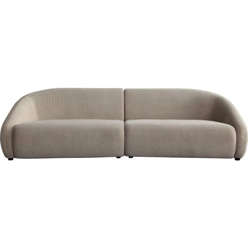 Lex Retro 2pc Sectional Sofa, 112 Inches w 4 Pillows, Fawn Faux