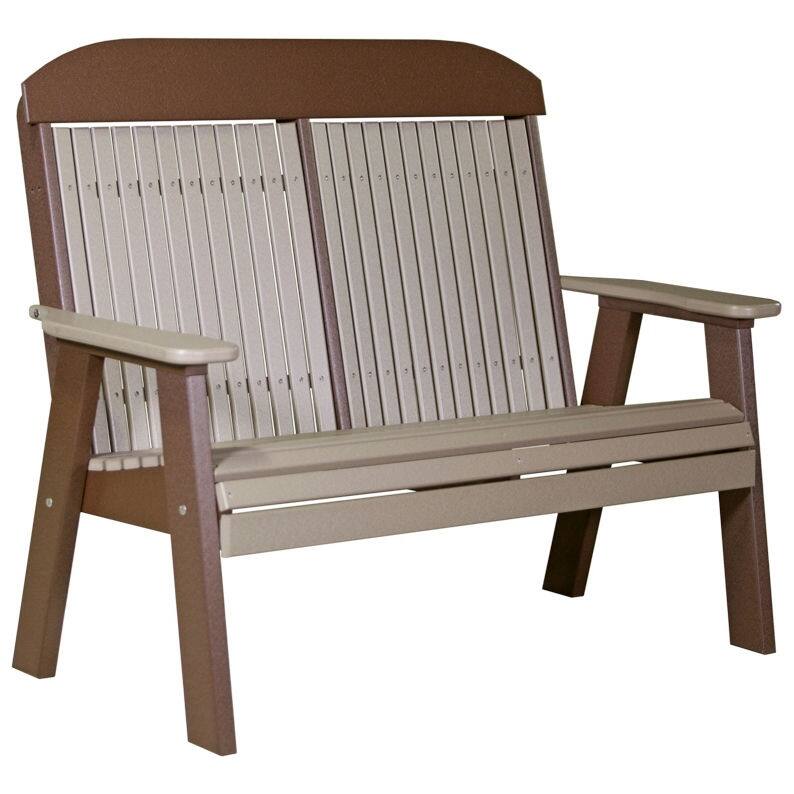 Poly Lumber Classic Bench - 4' - Weatherwood & Chestnut Brown