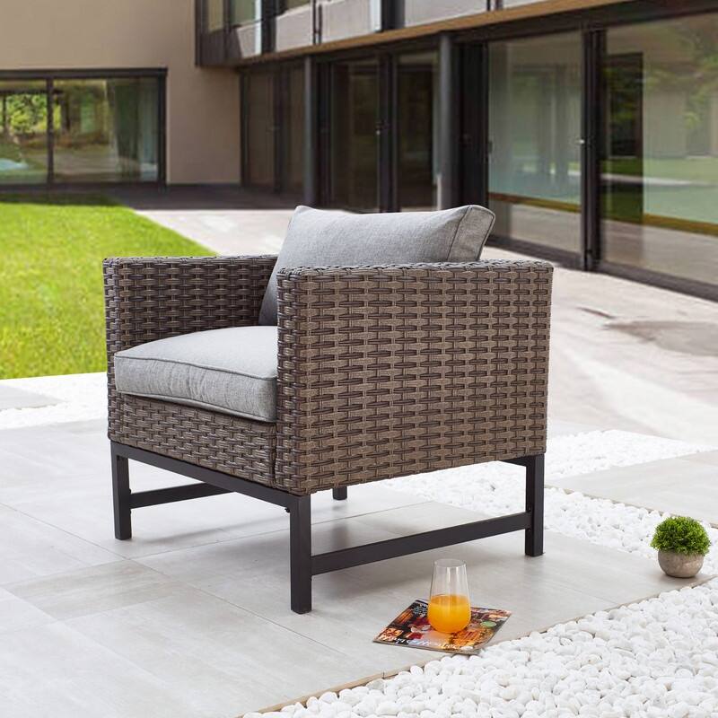 Patio Festival Right-Angle Col. Outdoor Armrest Chair with Cushions