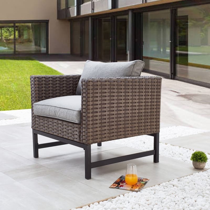 Patio Festival Right-Angle Col. Outdoor Armrest Chair with Cushions