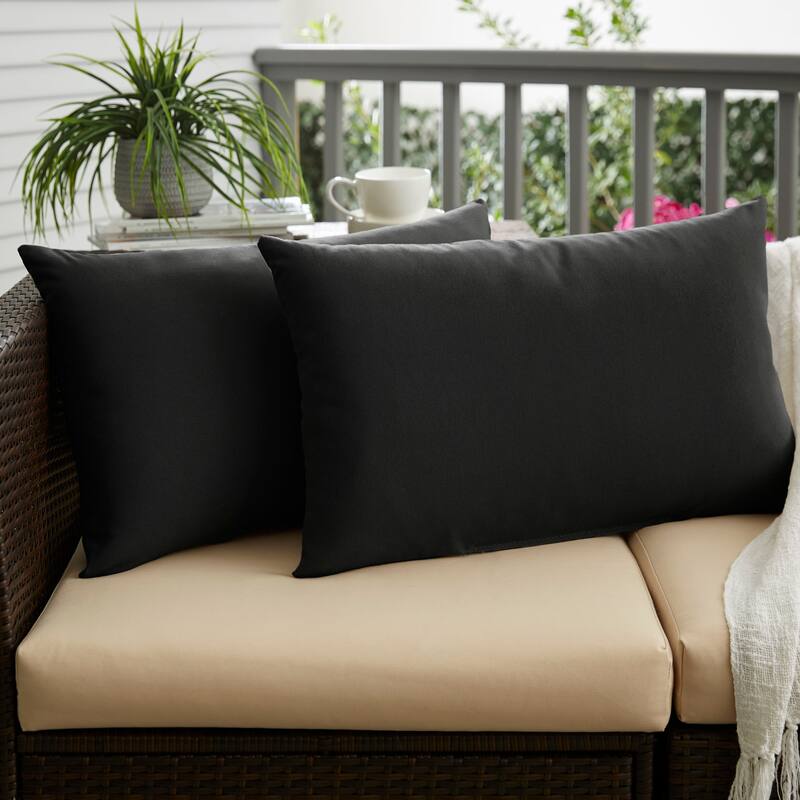 Sloane Black Indoor/ Outdoor 13 in x 20 in Lumbar Pillow Set - 16 in L x 26 in W