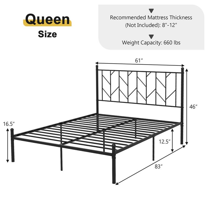 Costway Full/Qween/Twin Size Metal Platform Bed Frame Vintage