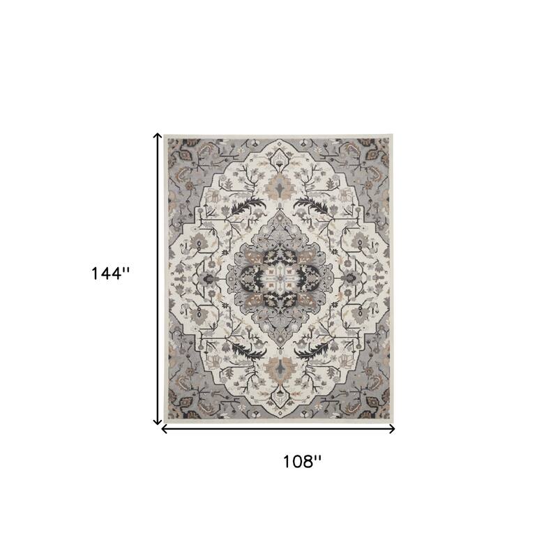 Hizef Power Loomed Floral Non Skid Low Pile Area Rug By HomeRoots - 144' X '108' X '0.25