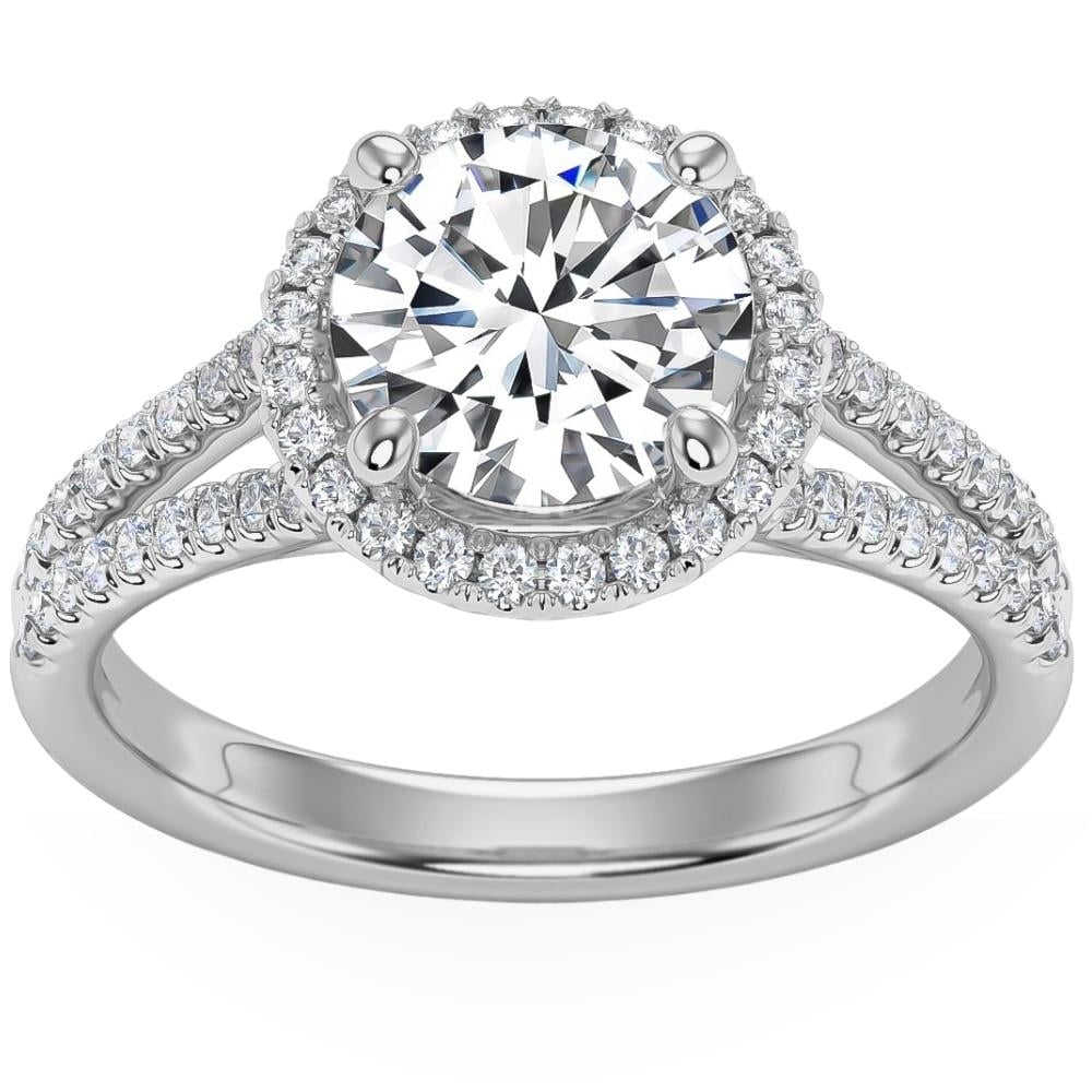 Bliss Diamond H/VS2 3Ct Halo Diamond Engagement Split Ring White Yellow or Rose Gold Lab Grown