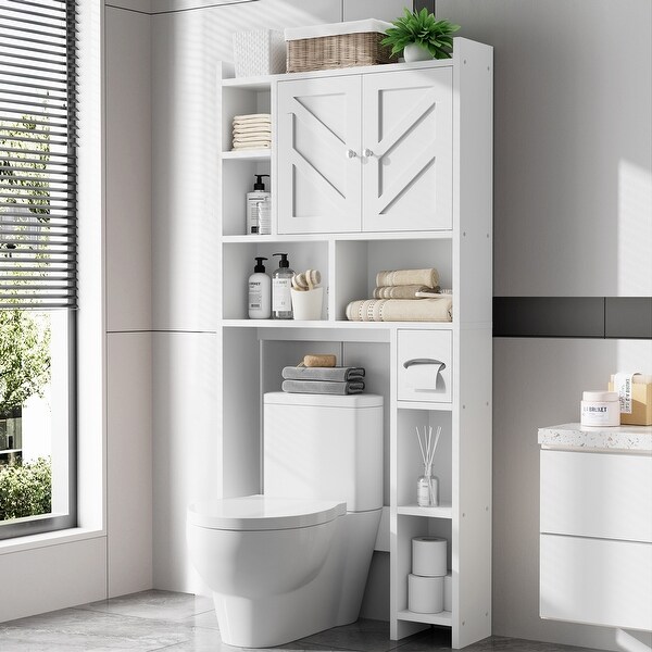 Over-The-Toilet Bathroom Storage Cabinet with Tissue Holder. - N/A