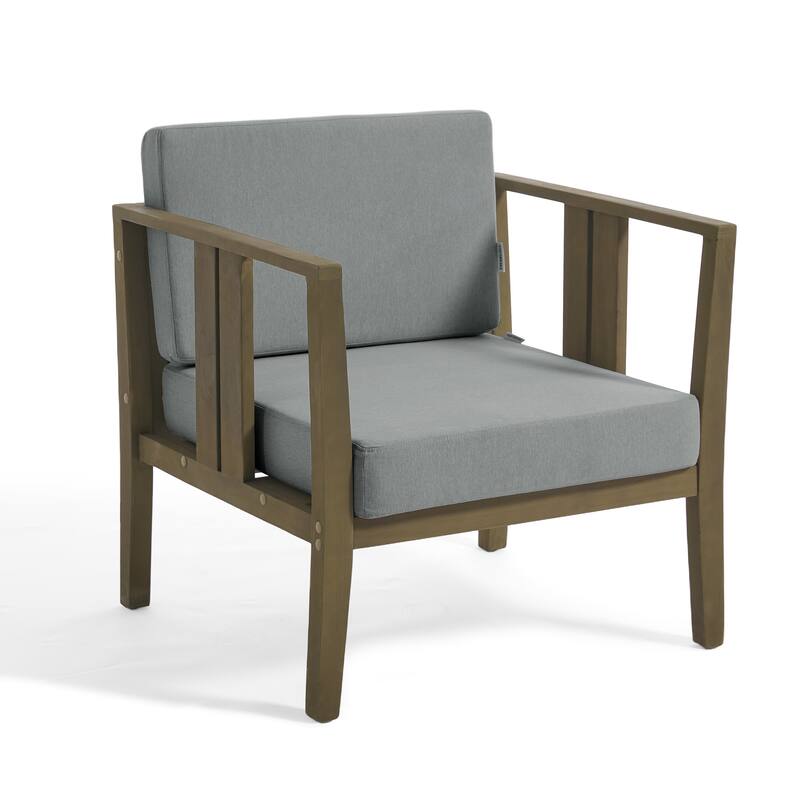 Casual 29"W Outdoor Patio Armchair Set In Solid Teak Wood with Cushion