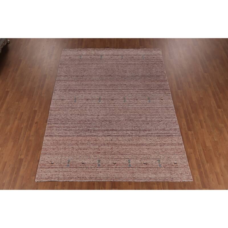 Hand Knotted Oriental 100% Wool Carpet Tribal Animal Pictorial Pink Gabbeh Area Rug - 10' 8'' X 7' 9''