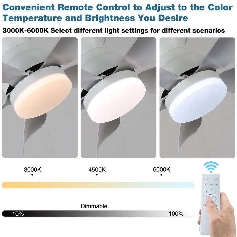 30 in. Modern Indoor Ceiling Fan with Dimmable Light and Remote Control