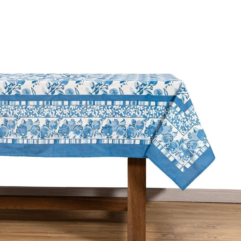 Couleur Nature Citron Tablecloth - Blue - 59" x 59"