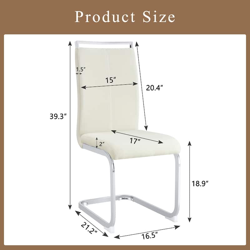 Luxury - style Dining Chairs.The combination of white grainy fabric-like fabric and silver metal legs is stylish.Set Of 2.
