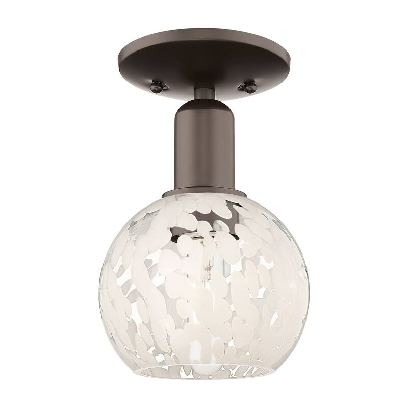 Innovations Lighting 716-1C-10-6 White Mouchette Semi-Flush White - Oil Rubbed Bronze / White Mouchette