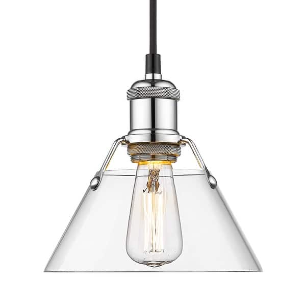 slide 2 of 2, Yep by Golden Lighting Orwell 1-light 8in Pendant in Chrome and Clear Glass - Silver