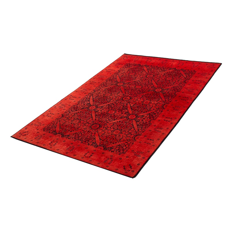 ECARPETGALLERY Hand-knotted Vibrance Dark Coral Wool Rug - 5'10 x 8'11