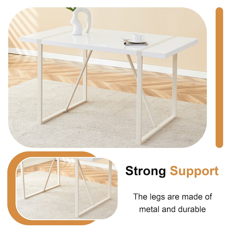 ​Modern Dining Table with Cream Top and Quick Assembly for Urban Homes Compact Kitchens and Multi Use​