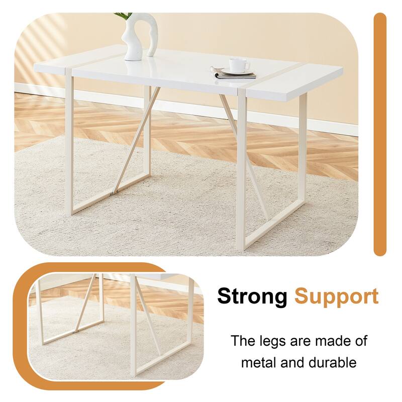 Roomfitters Industrial Dining Table for 4-6 with 1.5 Inch Thick MDF Top and Black Metal Frame for Kitchen or Patio