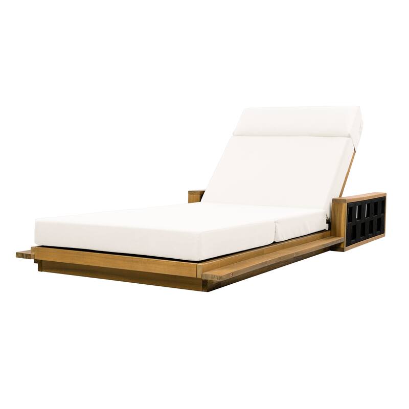 Christopher Knight Home - Modern Outdoor Solid Wood 4-Fold Adjustable Backrest Chaise Lounge with Rope Accents & Foam Cushion