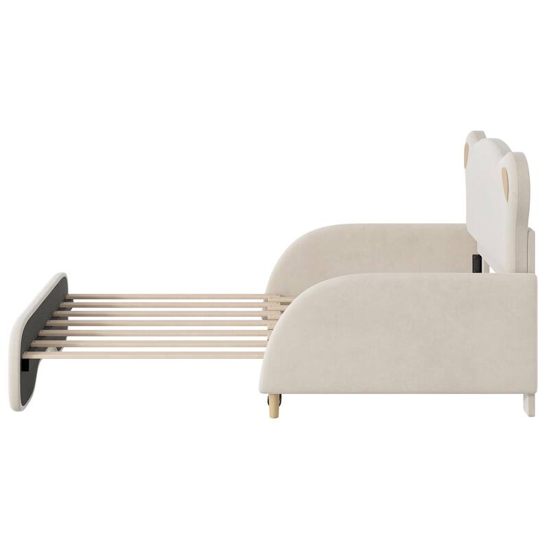 Twin XL Size Upholstered Stretchable Vaulted Sofa Bed