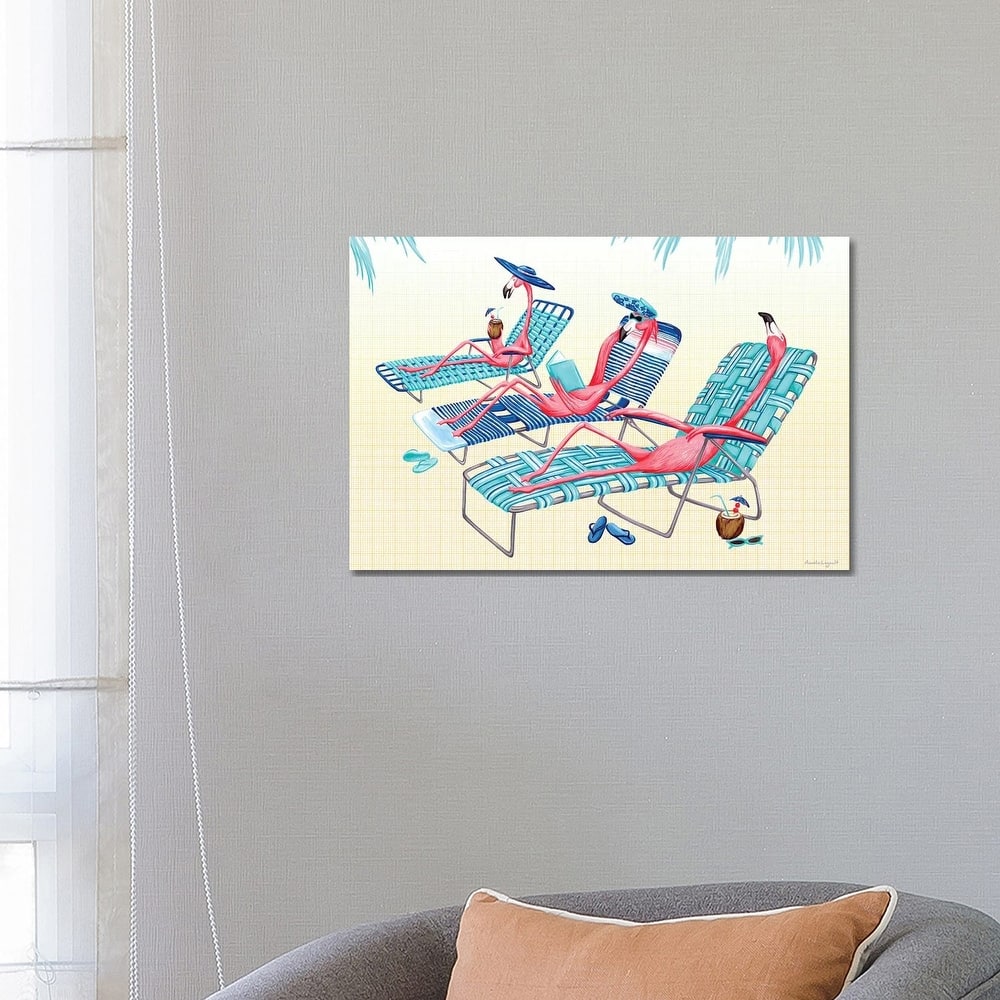iCanvas "Flamingos Beach" by Amelie Legault Canvas Print