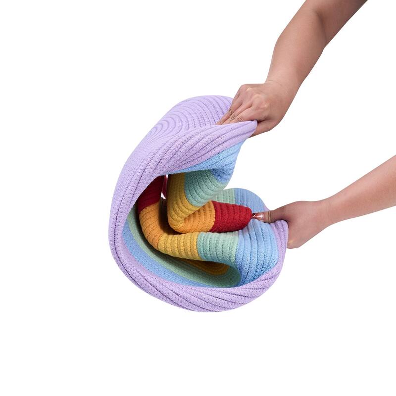 Javlergo Large Cotton Rope Basket with Handles Woven Baskets for Storage - 20.1" x 12.6" x 20.1" - 20" wide