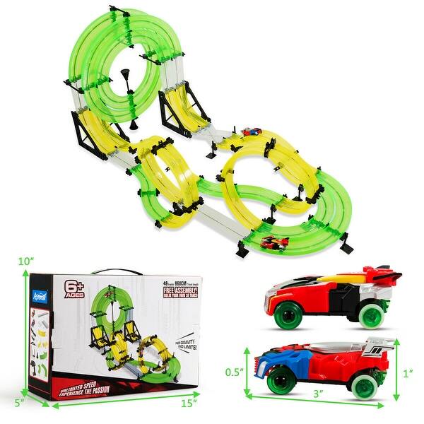 Shop Gymax Autoflier Kids Rc Rail Car Race Track Set 28 5ft 3d
