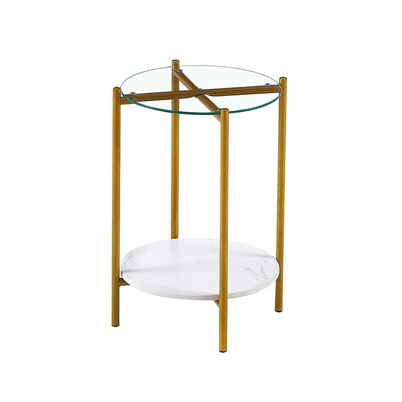 Tempered Glass End Table with Metal Frame