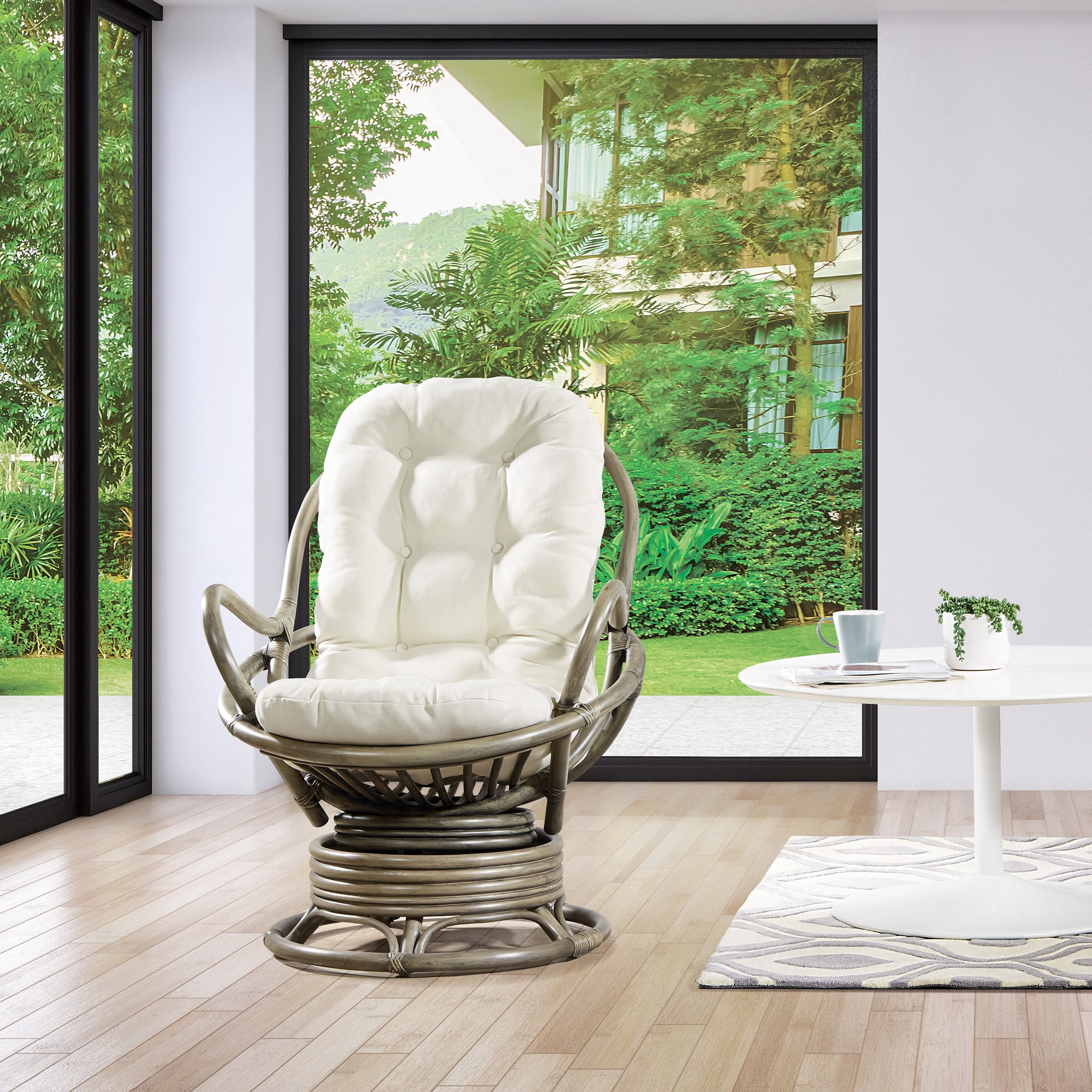 Rattan Swivel Rocker Chair-image