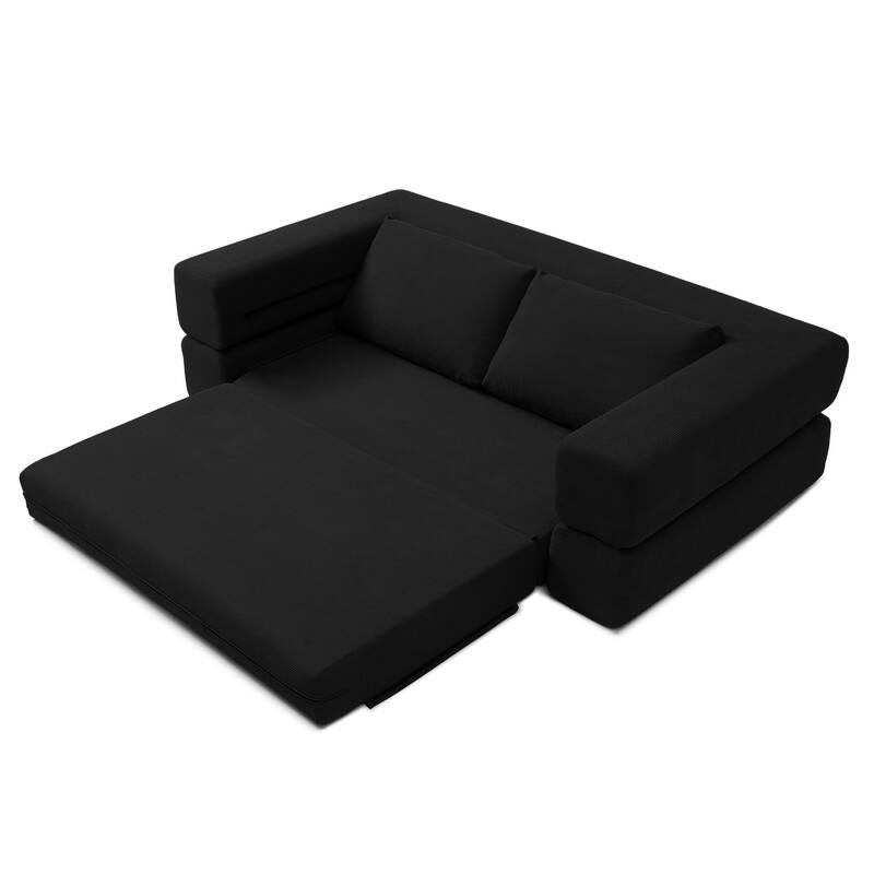 Multi-Functional Folding Sofa Bed Convertible Floor Sofa Couch Black Lounge Sofa Sleeper Sofa Couch with Pillows