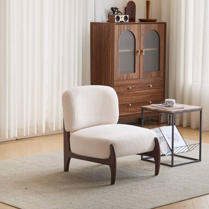 Modern Boucle Lounge Chair - Beige