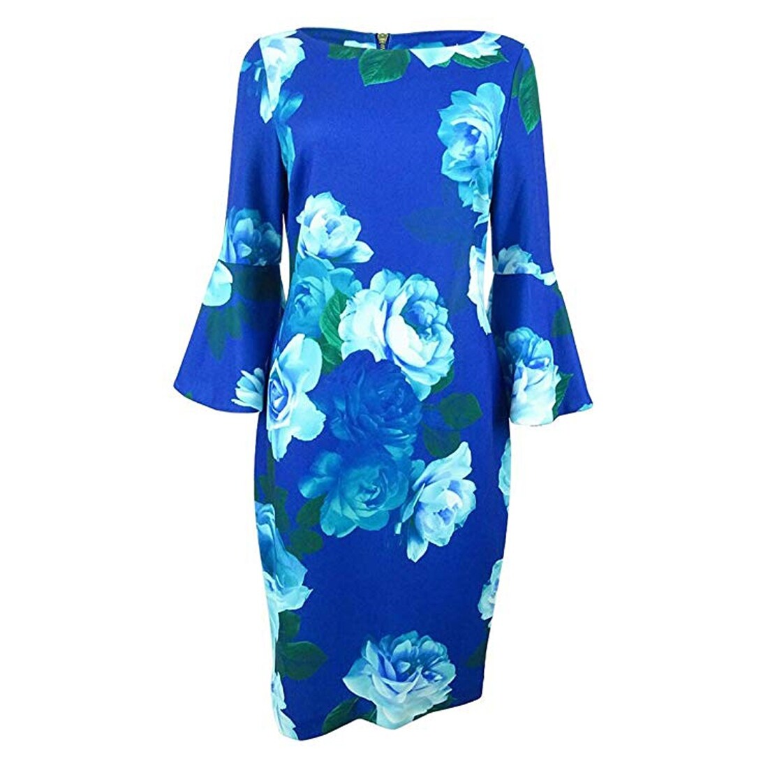 calvin klein bell sleeve dress blue