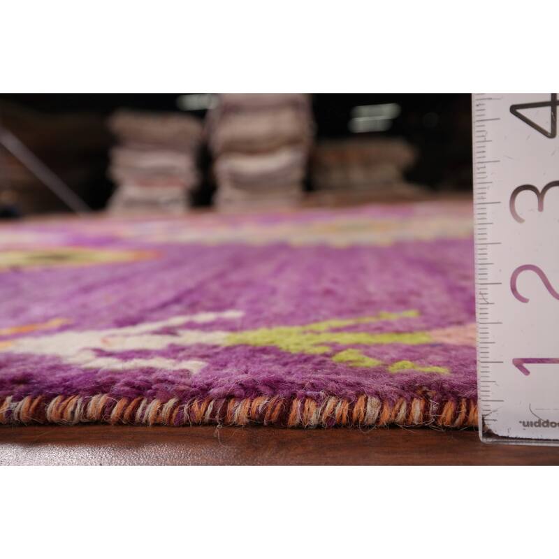 Purple Plush Moroccan Oriental Area Rug Handmade Wool Carpet - 6'1" x 9'5"