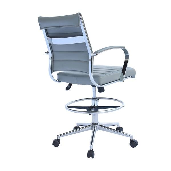 Shop Set Of 2 Modern Designer Ergonomic Office Drafting Chair With Arms Ribbed Computer Gray Overstock 27147550