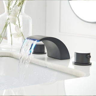 Modern 2-Handle Black/ Chrome Waterfall Bathroom Sink Faucet