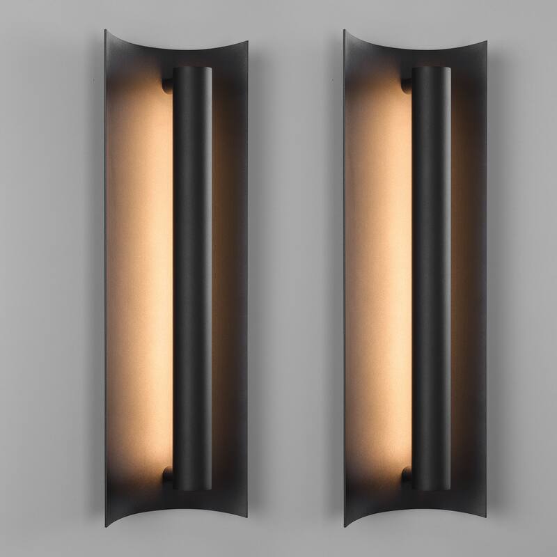 2-Pack Black Modern/Contemporary LED Outdoor Wall Lantern Sconce - Cylinder